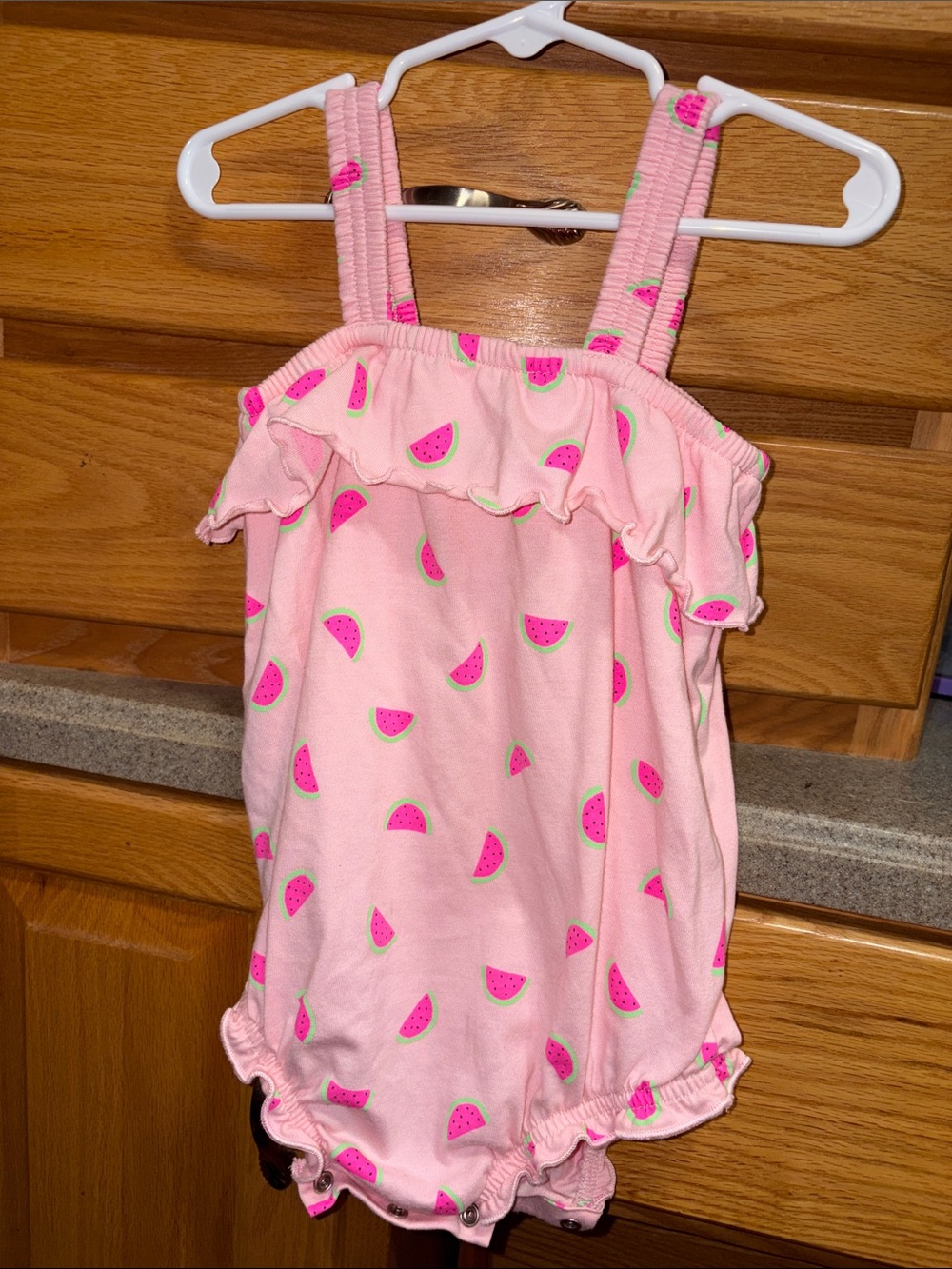 wonder nation Pink Watermelon Print Girls' One-Piece Romper